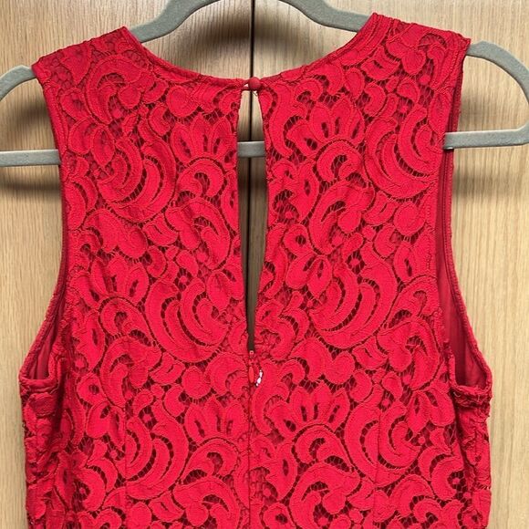 Moulinette Soeurs Anthropologie Jaeda Red Lace Wide Leg Jumpsuit Size 12 - Picture 9 of 10